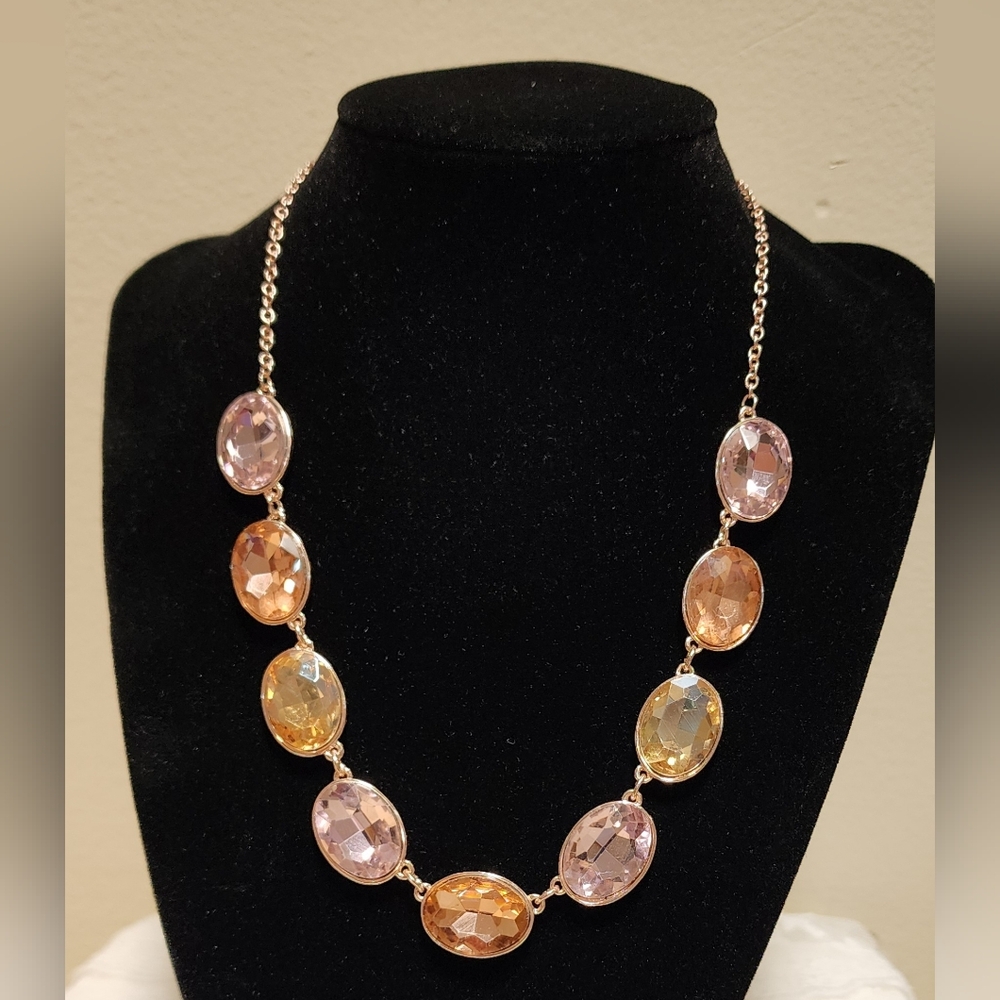 NWT Monet Elegant Multi-Color Glass Gemstone Adjustable Necklace